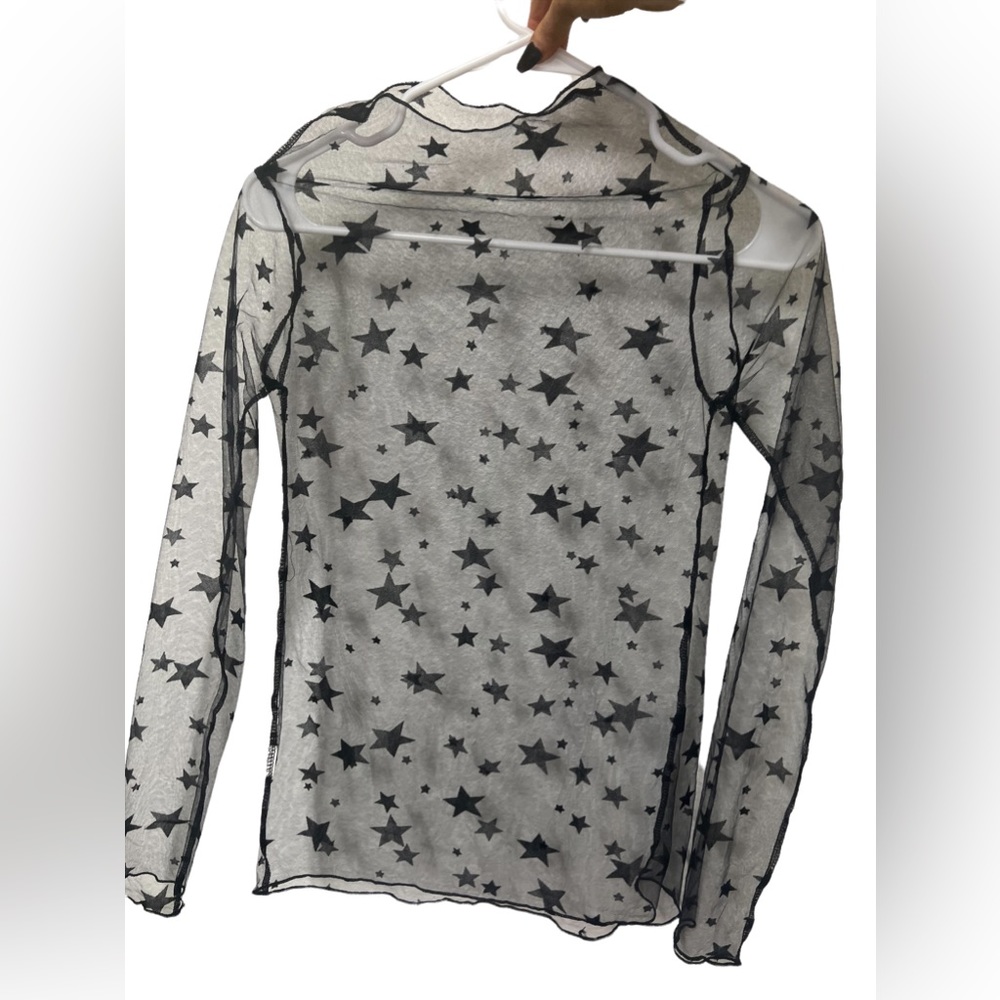 long sleeve star sheer top